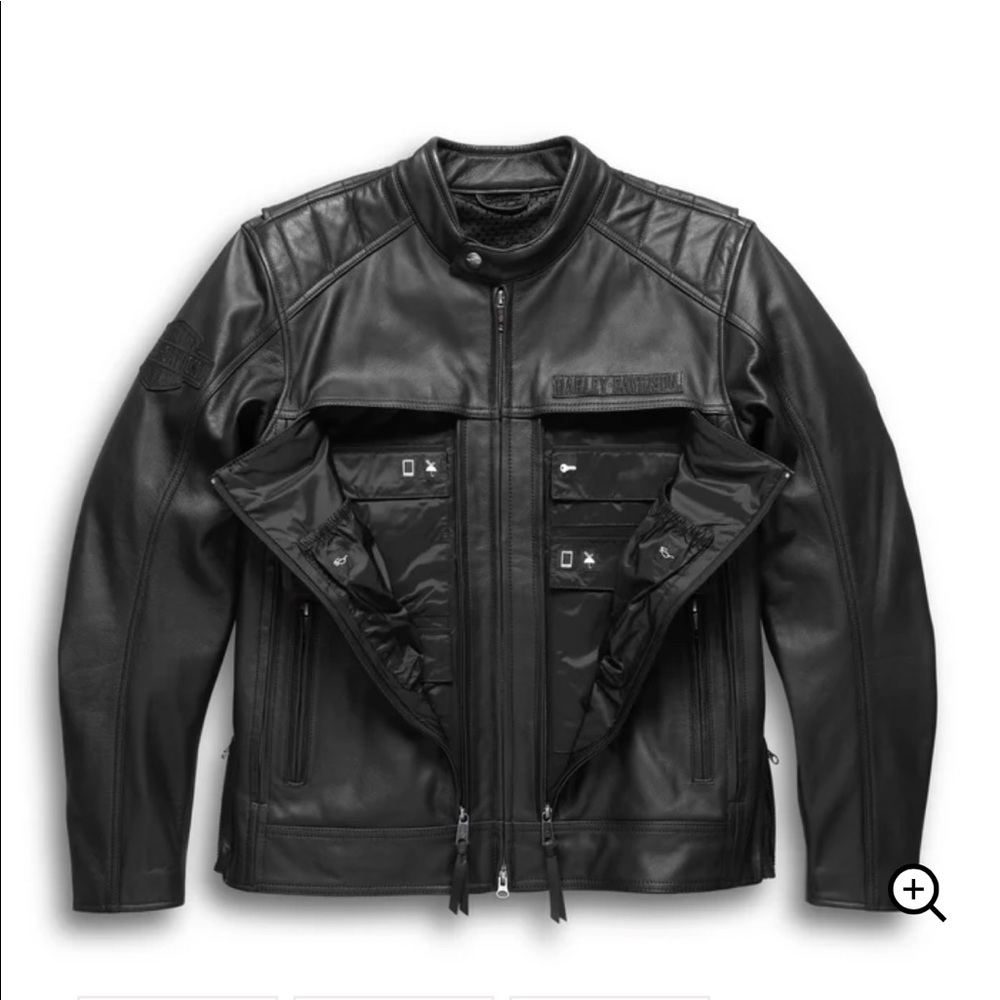 Harley Davidson L mens synthesis pocket system leather jacket like new
